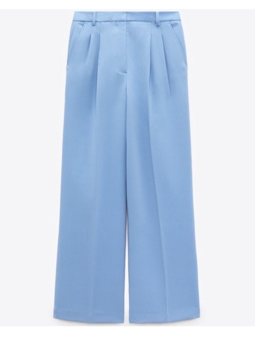 Zara Powder Blue Wide-Leg Tailored Trousers